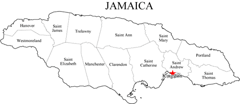 Jamaica Map with Parishes